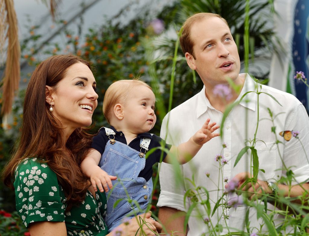 Prince George in butterfly house on first birthday