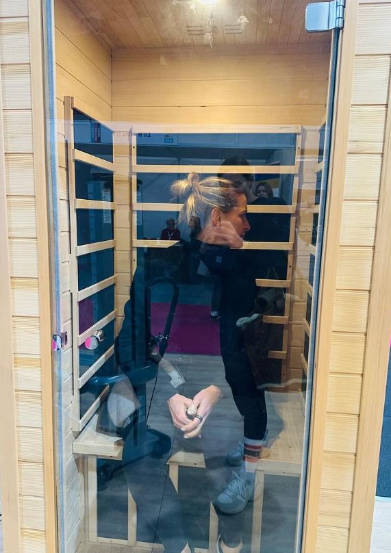 Princess Tatiana relaxing inside an infa-red sauna