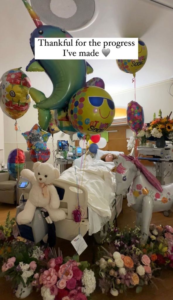 Photo shared by Michael Strahan's daughter Isabella on Instagram of her in the hospital, to mark the one year anniversary (Oct 26) of her cancer diagnosis