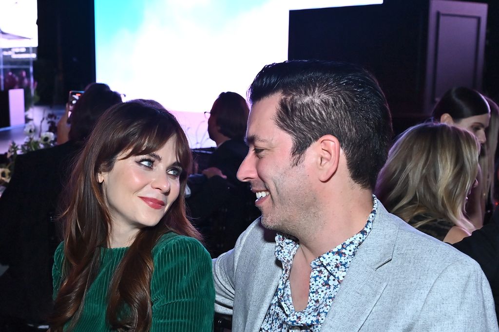 Zooey Deschanel and Jonathan Silver Scott attend the Baby2Baby 10-Year Gala on November 13, 2021 in West Hollywood, California