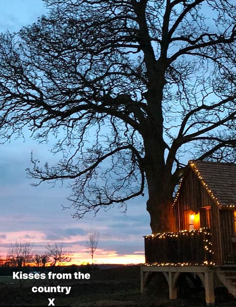 Victoria shared a photo of the treehouse adorned with Christmas lights on her Instagram