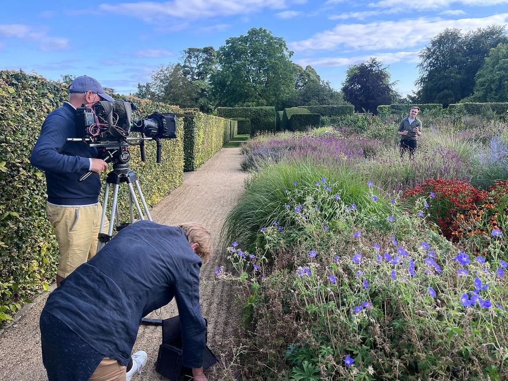 Jamie Butterworth filming Gardeners' World 