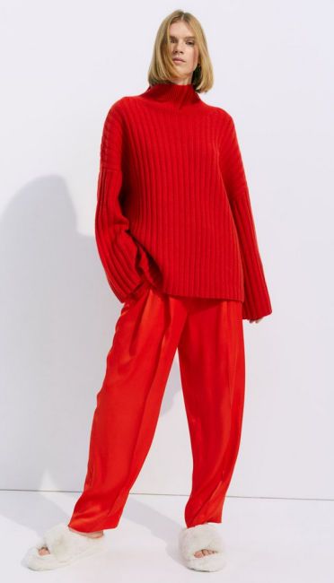 meghan markle red trousers dupe h and m
