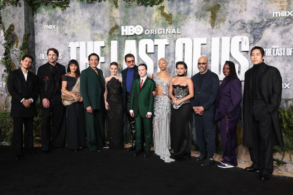 Danny Ramirez, Spencer Lord, Ariela Barer, Gabriel Luna, Kaitlyn Dever, Pedro Pascal, Bella Ramsey, Tati Gabrielle, Isabela Merced, Jeffrey Wright, Rutina Wesley, and Young Mazino attend the Los Angeles premiere Of HBO Original Series "The Last Of Us" Season 2 at TCL Chinese Theater on March 24, 2025 in Hollywood, California