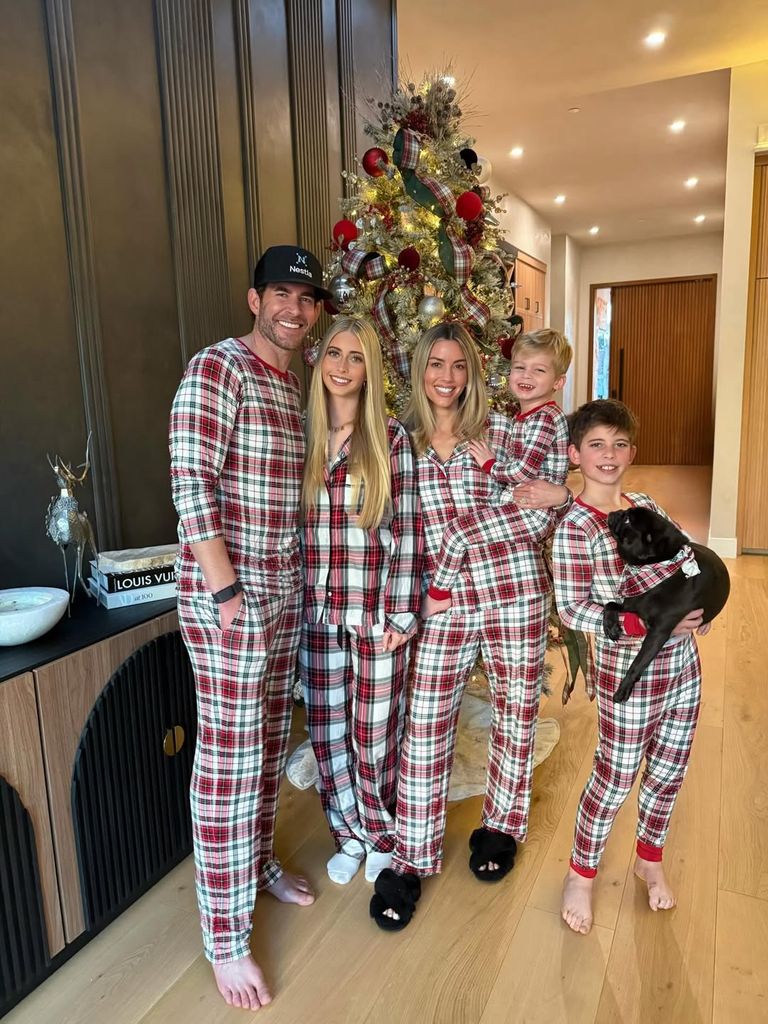 Tarek El Moussa family wearing matching Christmas pjs