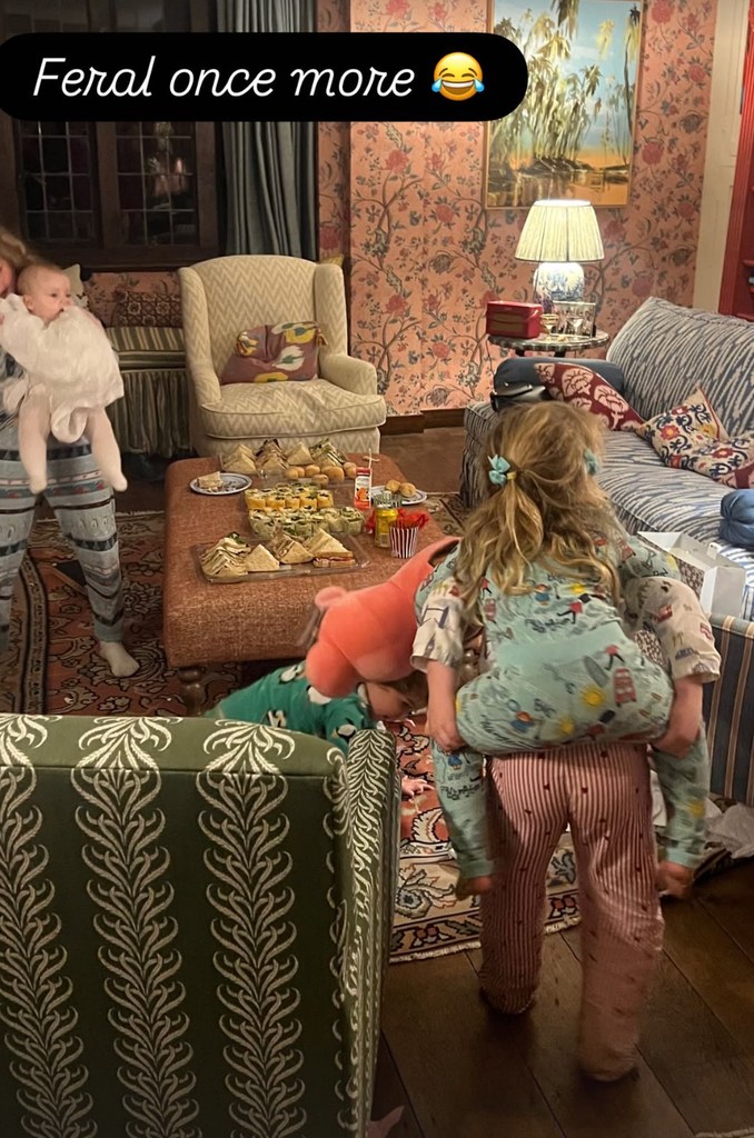 The children caused chaos during the party tea!