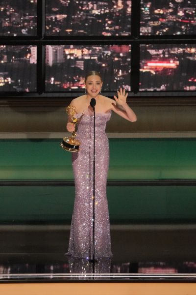 Amanda Seyfried accepts the Primetime Emmy Award for Outstanding Lead Actress in a Limited Series