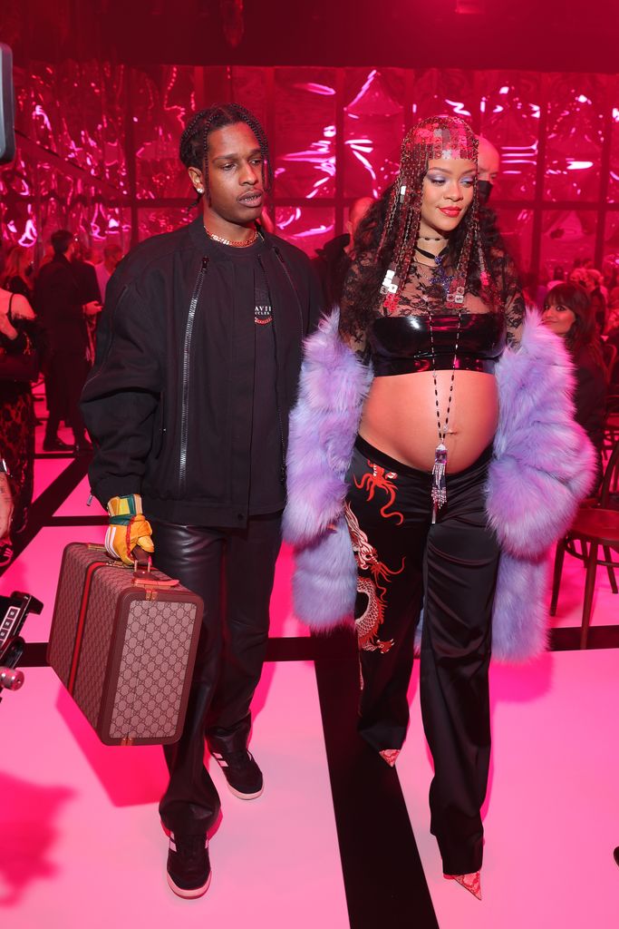 ASAP Rocky and a pregnant Rihanna at fashion show 