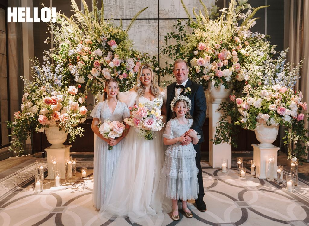 Louise Pentland with her husband Liam and daughters Darcy and Pearl