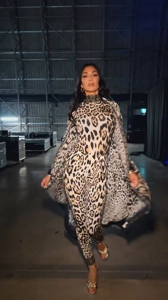 Nicole Scherzinger upped the ante in a leopard print catsuit