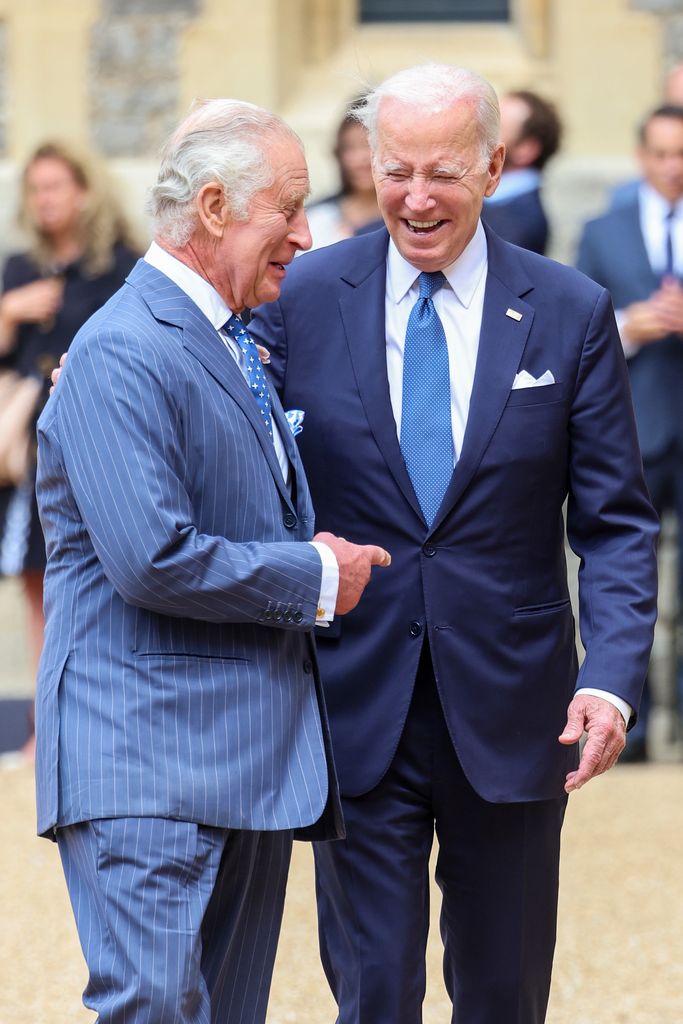King Charles laughs with President Joe Biden