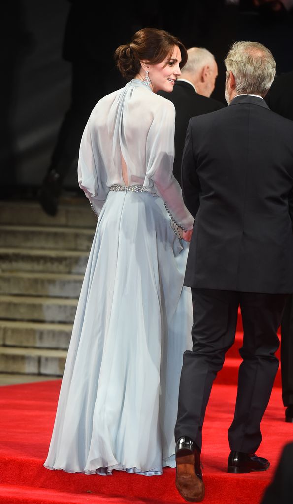 Kate Middleton wearing a sheer dress with cutout at back