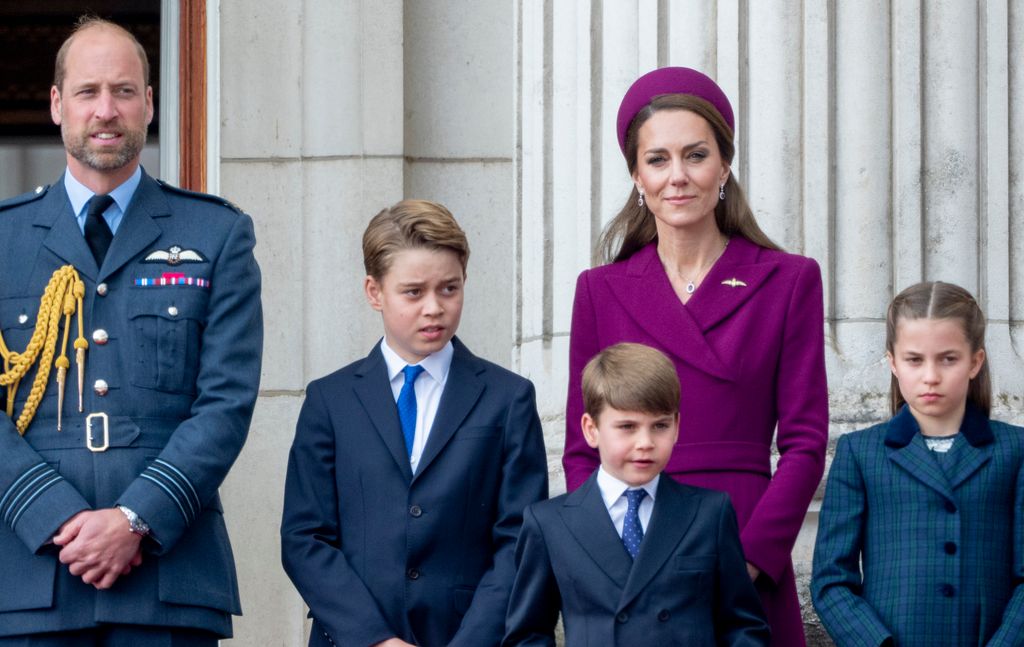Kate Middleton watches the flypast from the balcony of Buckingham Palace