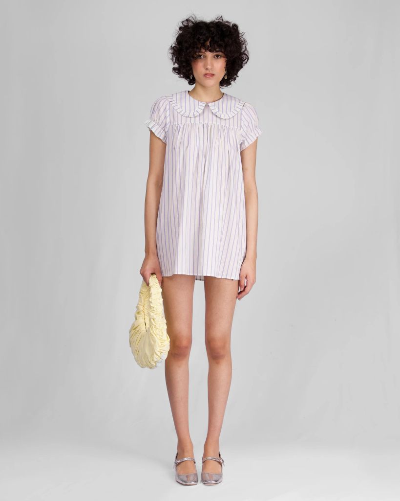 Babydoll Stripe Dress with peter pan collae