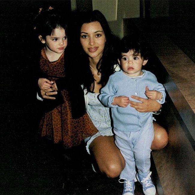 Young Kim Kardashian with Kylie and Kendall Jenner