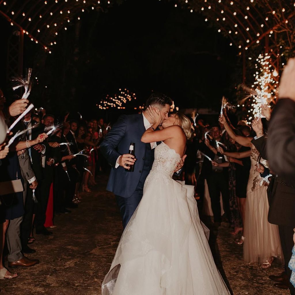 Baker Mayfield and Emily Wilkinson on their wedding day