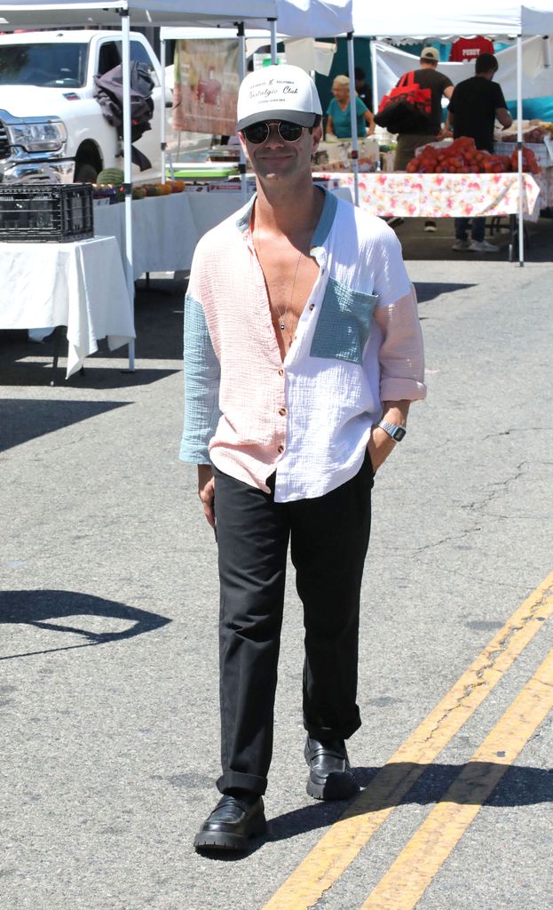 Sasha Farber is seen at the Studio City Farmers Market on September 07, 2025 in Studio City, California
