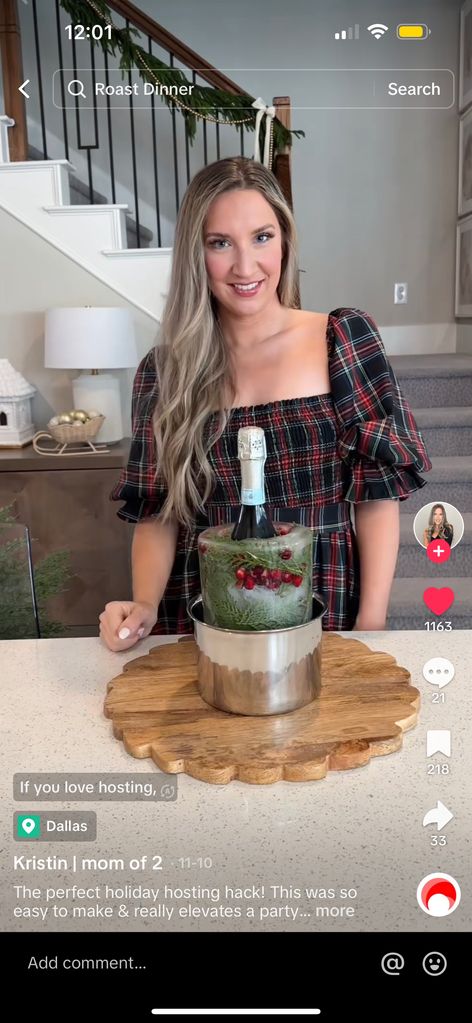 woman showing wine cooling hack
