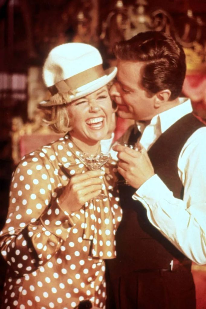doris day in Do Not Disturb in orange polka dot dress