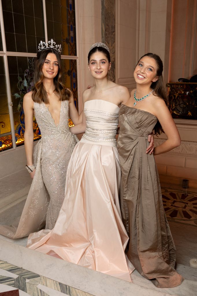 Princess Eulalia of Orléans Bourbon, Princess Isabelle of Orléans and Almudena Dailly of Orléans in ballgowns