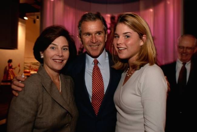 Jenna Bush Hager with Laura Bush and George W. Bush