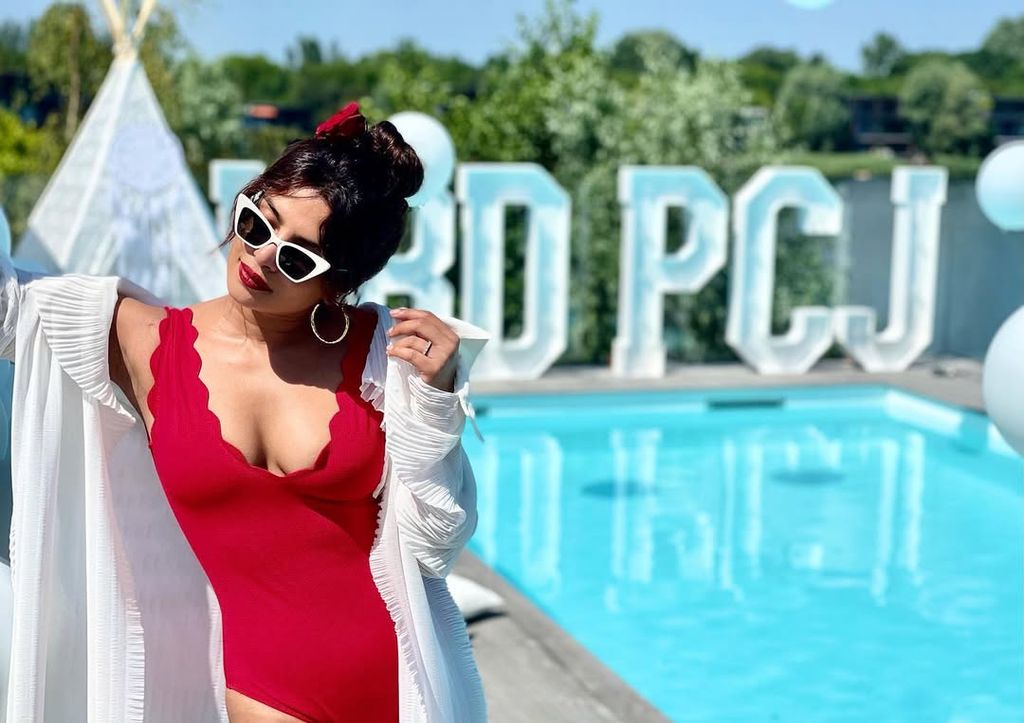 Priyanka by her London pool