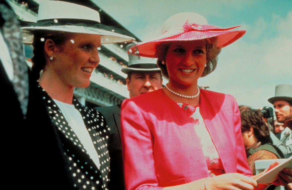 Sarah Ferguson and Princess Diana at Epsom Derby