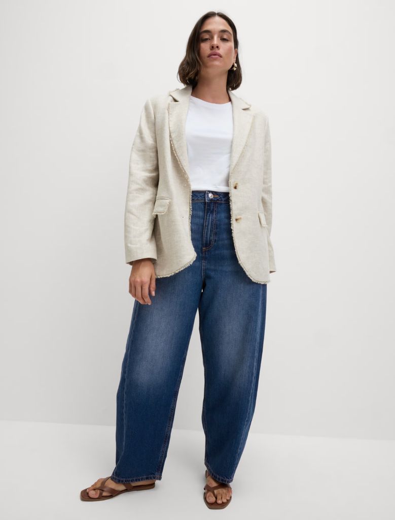 M&S Mid Rise Barrel Jeans