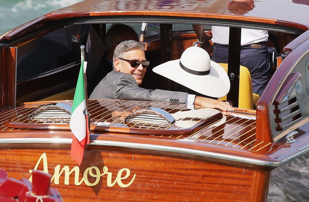George Clooney and Amal Alamuddin on boat