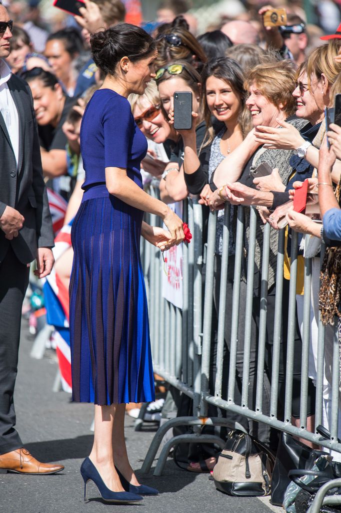 The Duchess of Sussex during a walkabout in Rotorua on day four of the royal couple's tour of New Zealand.
