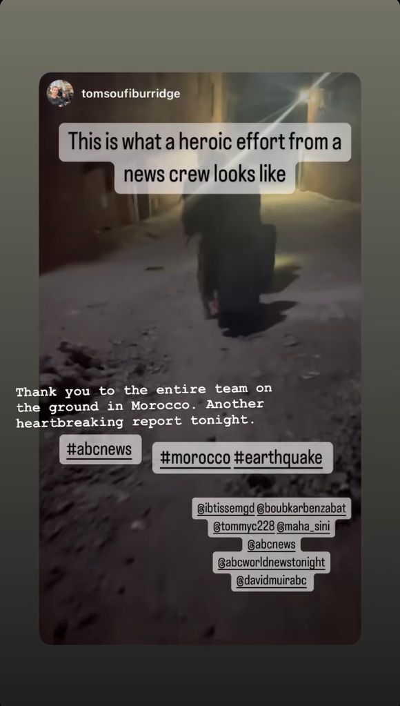 David Muir shows his gratitude for his ABC News team on the ground in Morocco