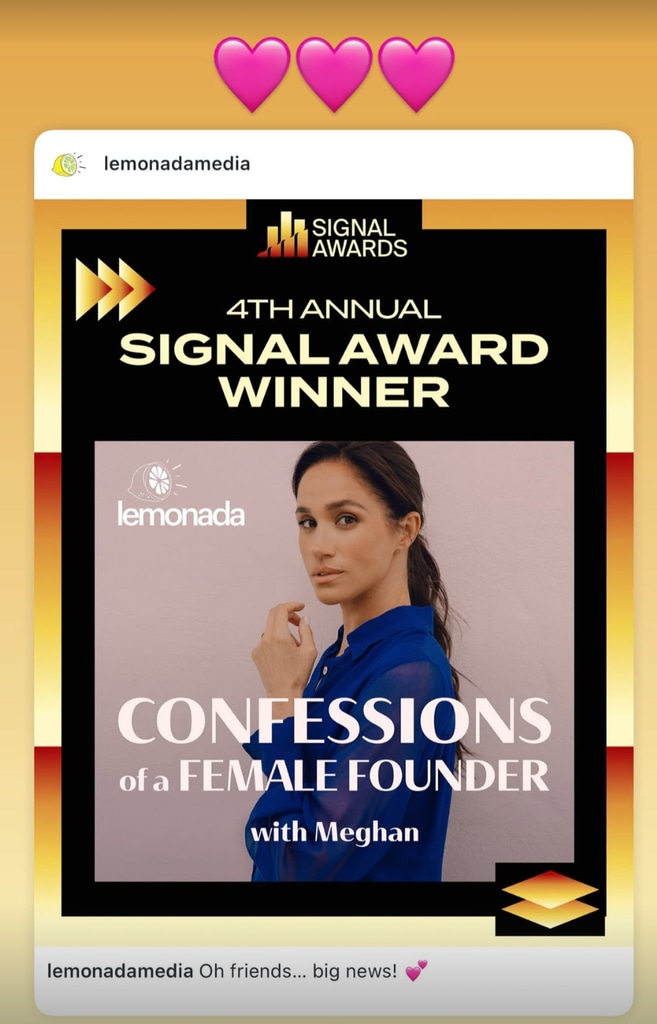 A photo of a screenshot of Meghan Markle