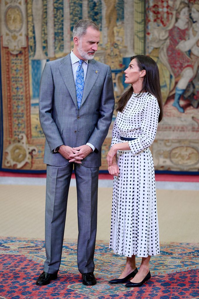 King Felipe and Queen Letizia were pictured at the El Pardo Palace 