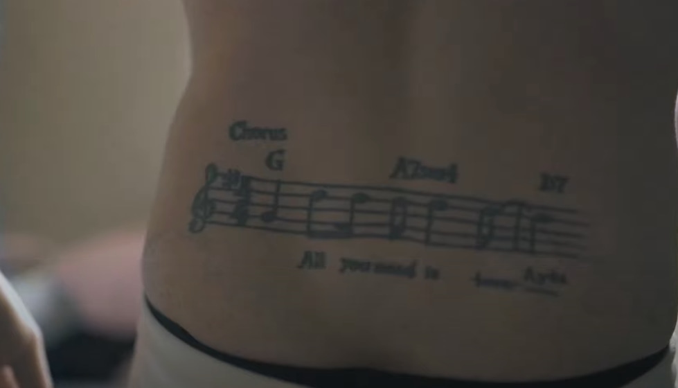 Robbie Willaims' music notes tattoo
