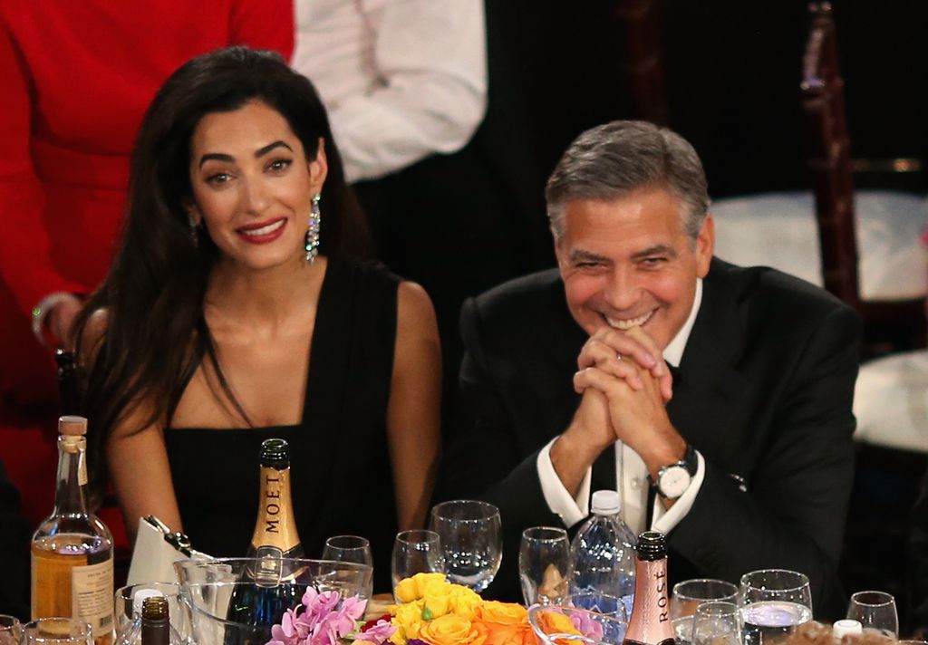 72nd ANNUAL GOLDEN GLOBE AWARDS -- Amal Clooney and honoree George Clooney at the 72nd Annual Golden Globe Awards held at the Beverly Hilton Hotel on January 11, 2015.