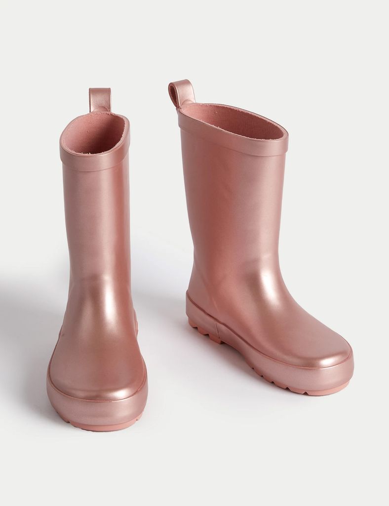 M&S wellington boots for girls in pink metallic