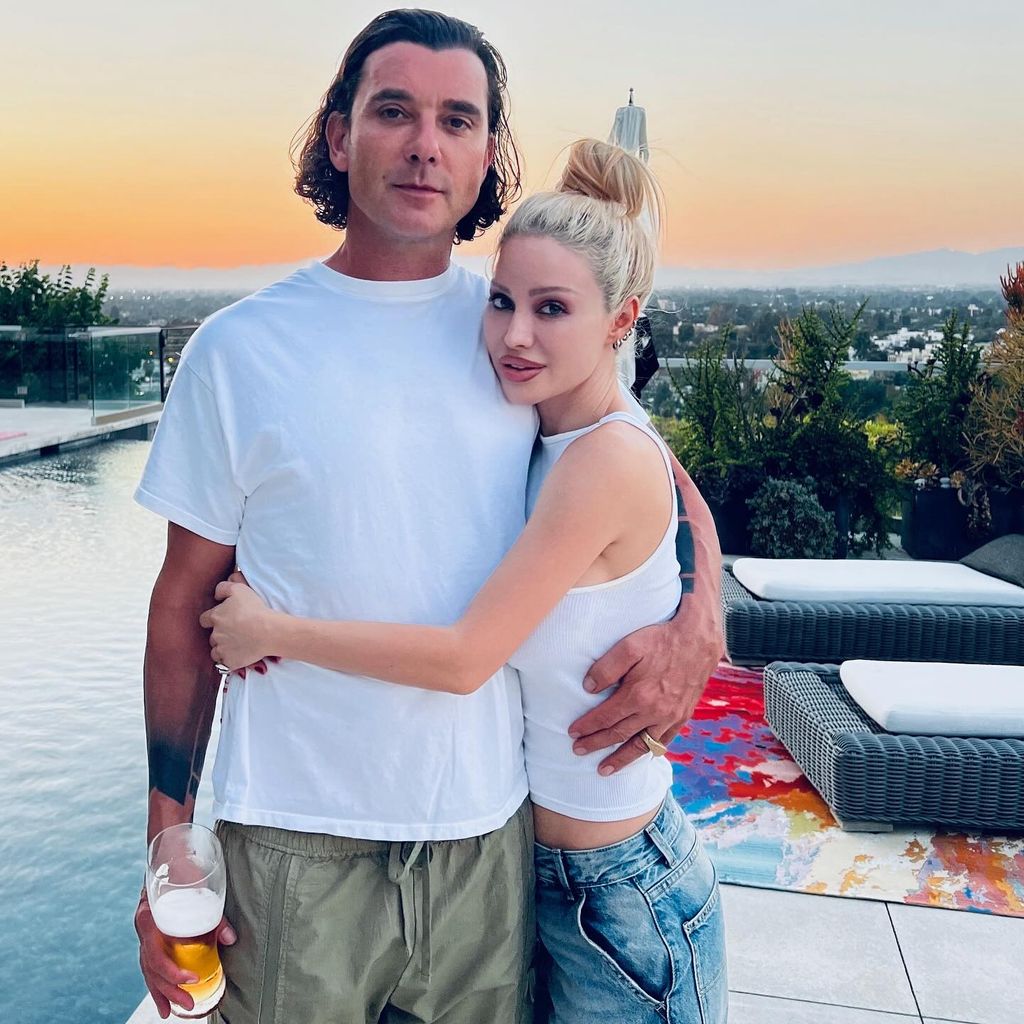 gavin rossdale hugging girlfriend xhoana by pool