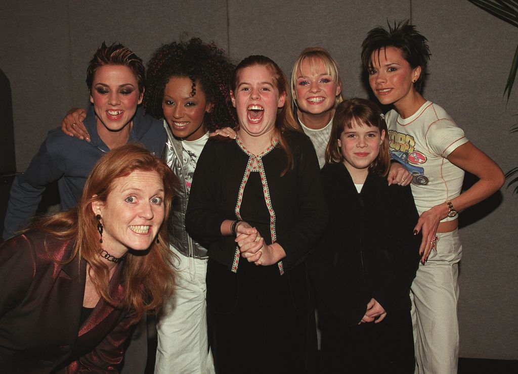 the spice girls with princesses beatrice and eugenie and mum sarah 
