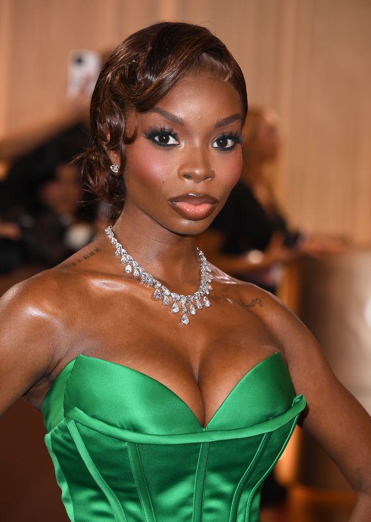 Olandria Carthen arrives at the 83rd Annual Golden Globe Awards at The Beverly Hilton on January 11, 2026 in Beverly Hills, California