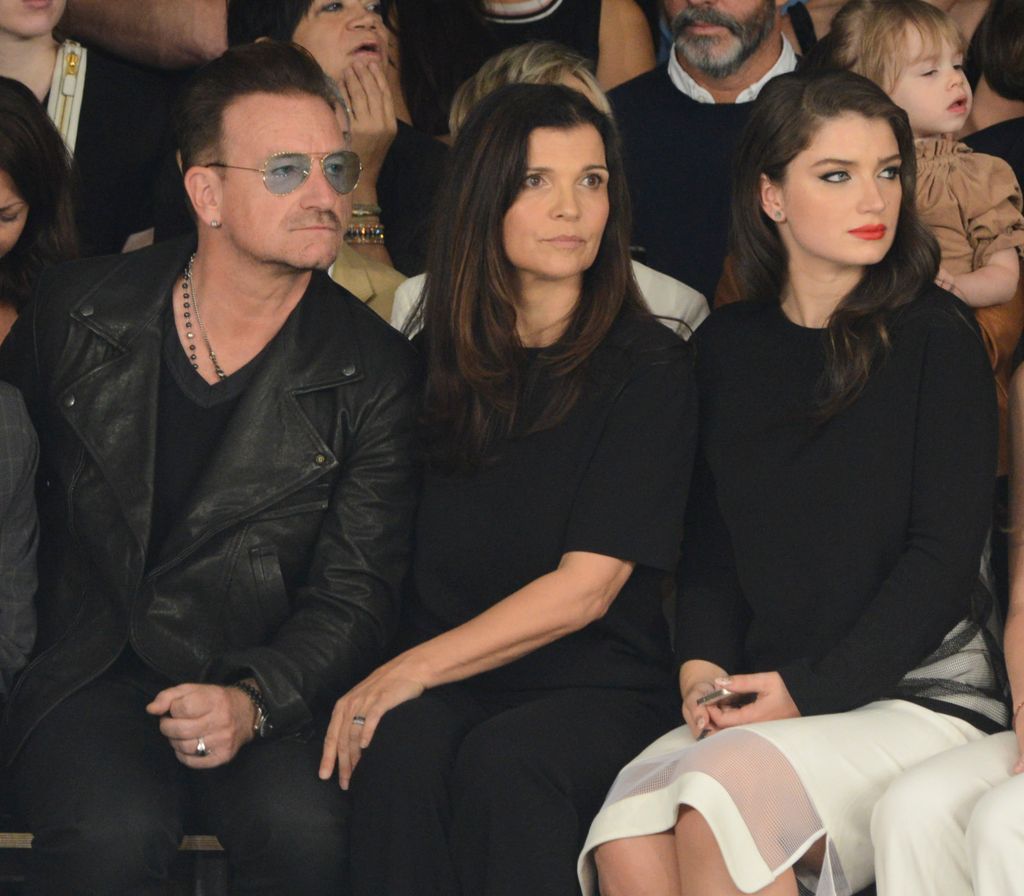 Bono, Ali Hewson and Eve Hewson attend the Edun fashion show during Mercedes-Benz Fashion Week Spring 2015 at Skylight Modern on September 7, 2014 in New York City