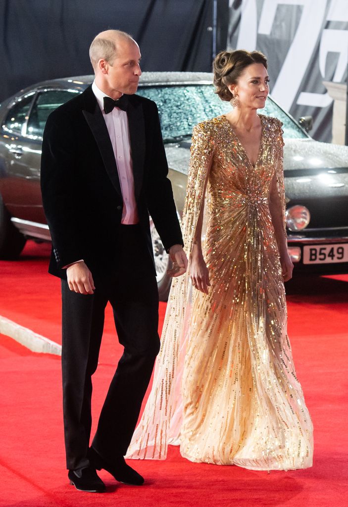 Catherine, Duchess of Cambridge and Prince William, Duke of Cambridge attend the "No Time To Die" World Premiere at Royal Albert Hall on September 28, 2021 in London, England