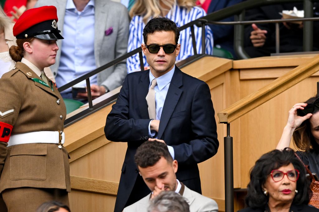 Rami Malek court-side of Centre Court 