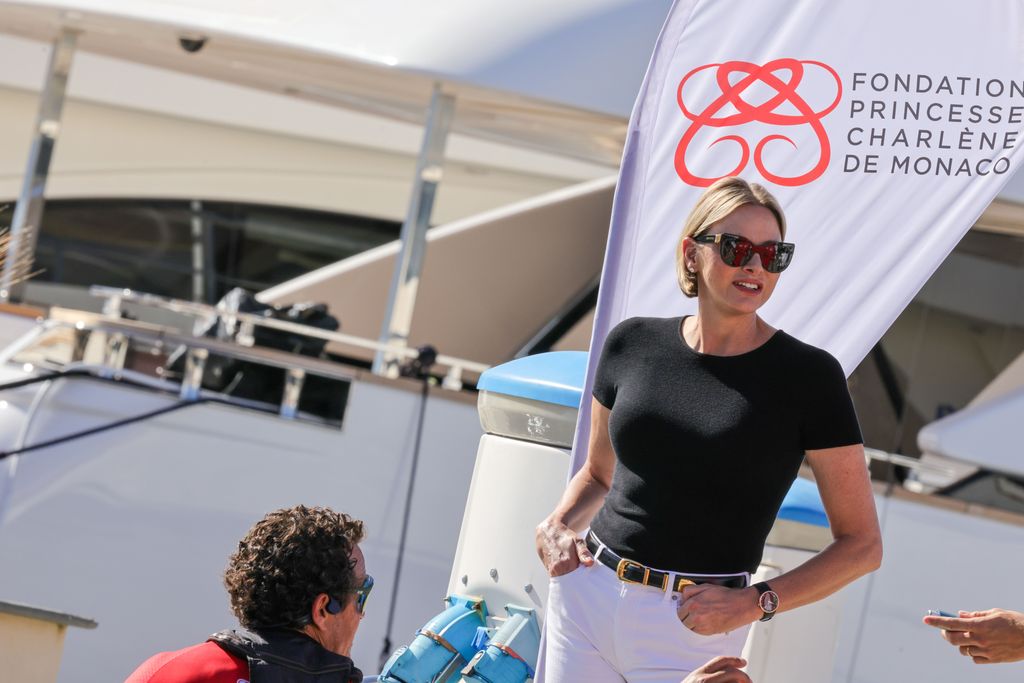 Princess Charlene of Monaco - The start of the 2nd 'Crossing : Calvi-Monaco' waterbike charity race. 5 teams of 4 runners set off from the port of Calvi to reach Monaco. 