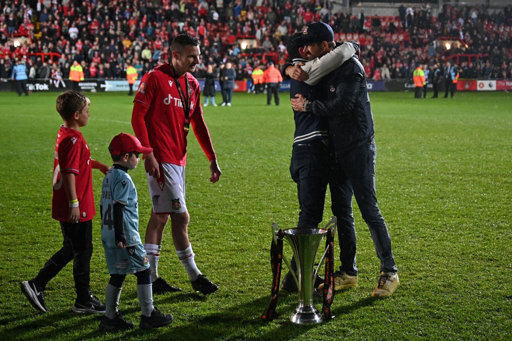 Paul Mullin joins Rob and Ryan on the pitch 