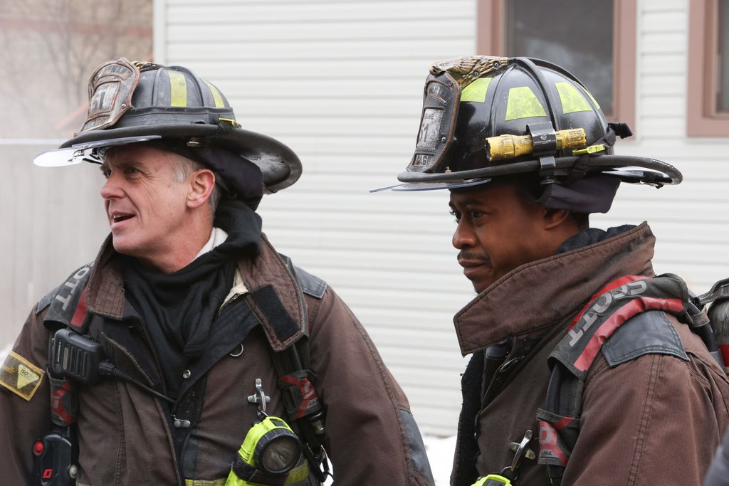 David Eigenberg as Christopher Herrmann, Daniel Kyri as Darren Ritter on Chicago Fire