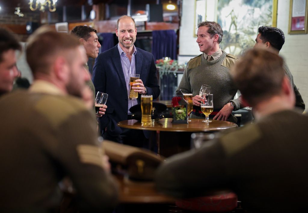 Prince William enjoyed a pint with the Welsh Guard during their Christmas dinner