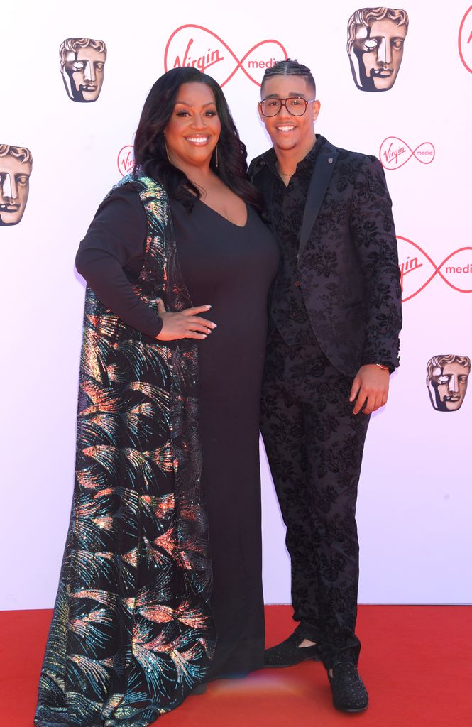 mother and son at red carpet event 