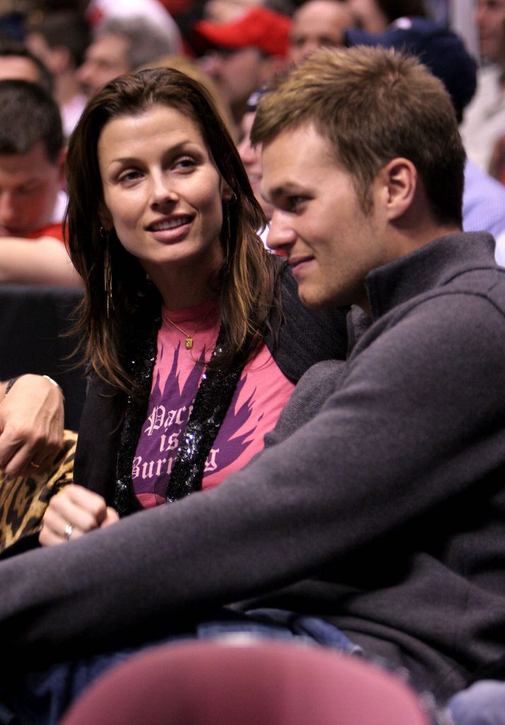 Bridget Moynahan and Tom Brady during Celebrities Attend Miami Heat Vs New Jersey Nets Playoff Game - May 12, 2006 at Continental Arena in East Rutherford, New Jersey, United States