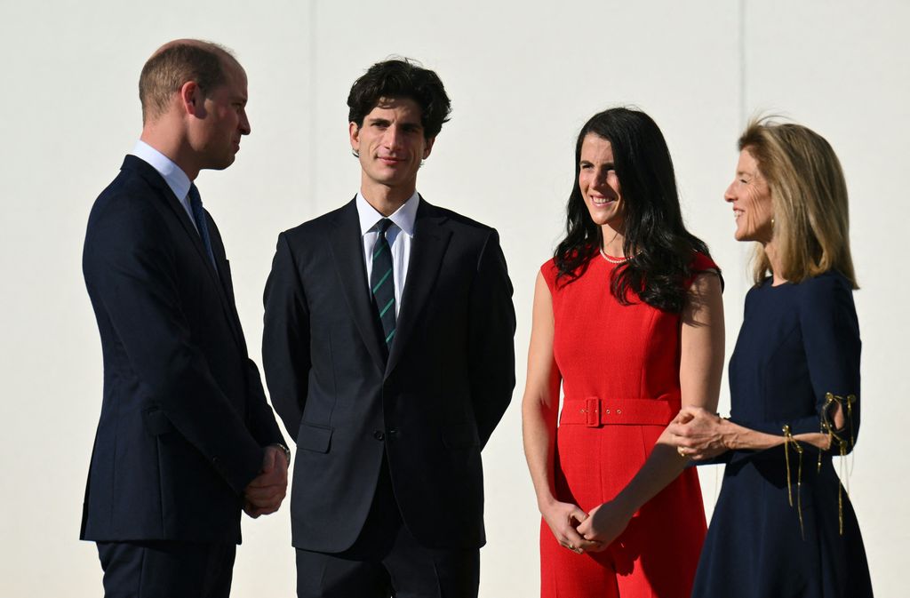 Prince William welcomed by US Ambassador to Australia, Caroline Kennedy, Jack Kennedy Schlossberg and Tatiana Kennedy Schlossberg to the John F. Kennedy Presidential Library and Museum in Boston, Massachusetts, December 2, 2022