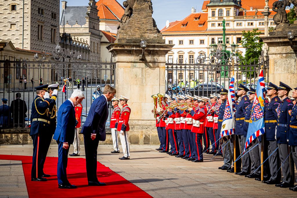 King Willem-Alexander during ceremonial welcome in the Czech Republic